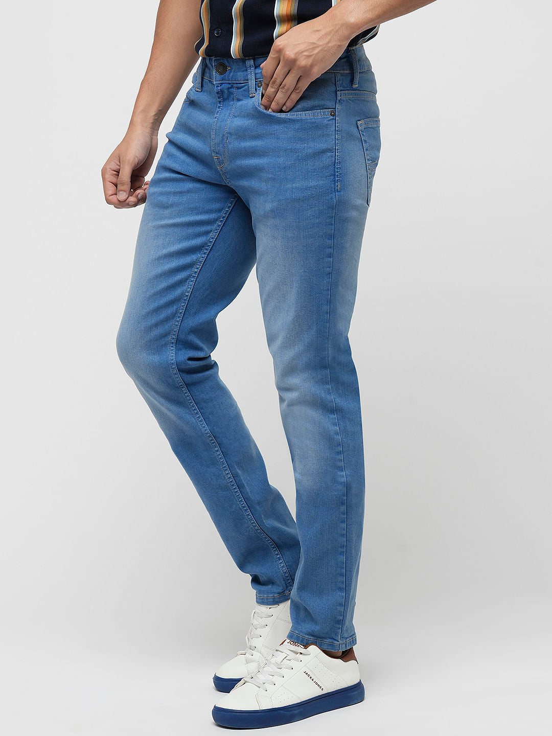 PRODUKT by JACK&JONES Light Blue Mid Rise Slim Fit Jeans