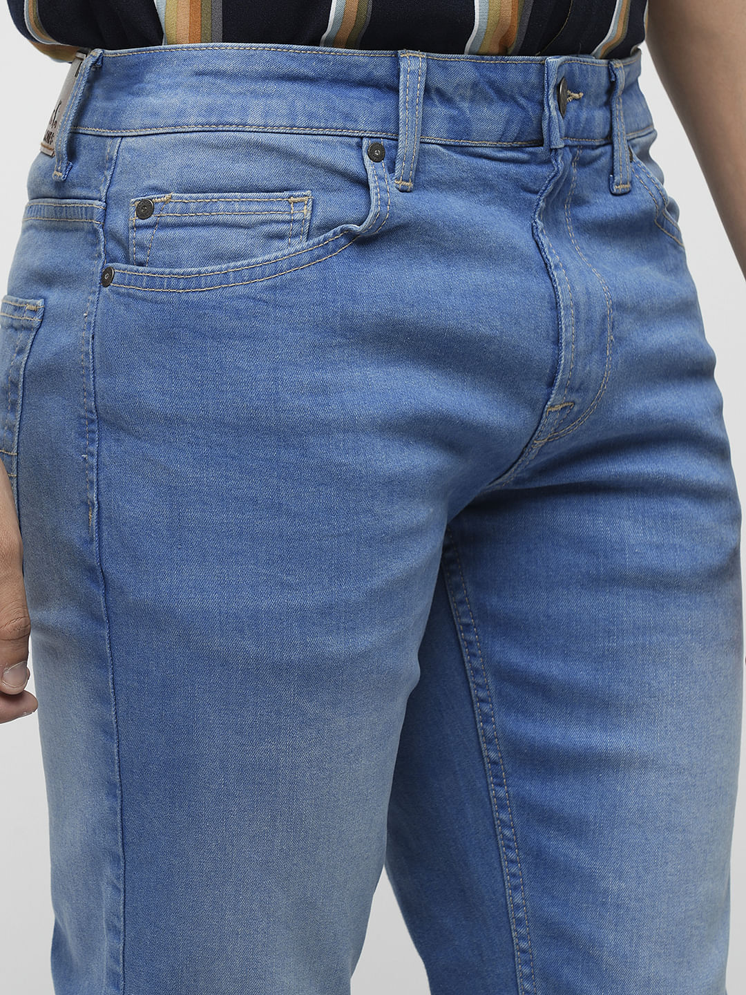 PRODUKT by JACK&JONES Light Blue Mid Rise Slim Fit Jeans