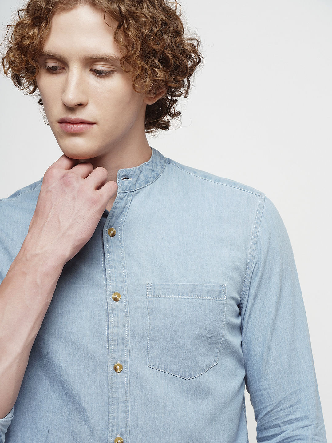 PRODUKT by JACK&JONES Light Blue Denim Full Sleeves Shirt