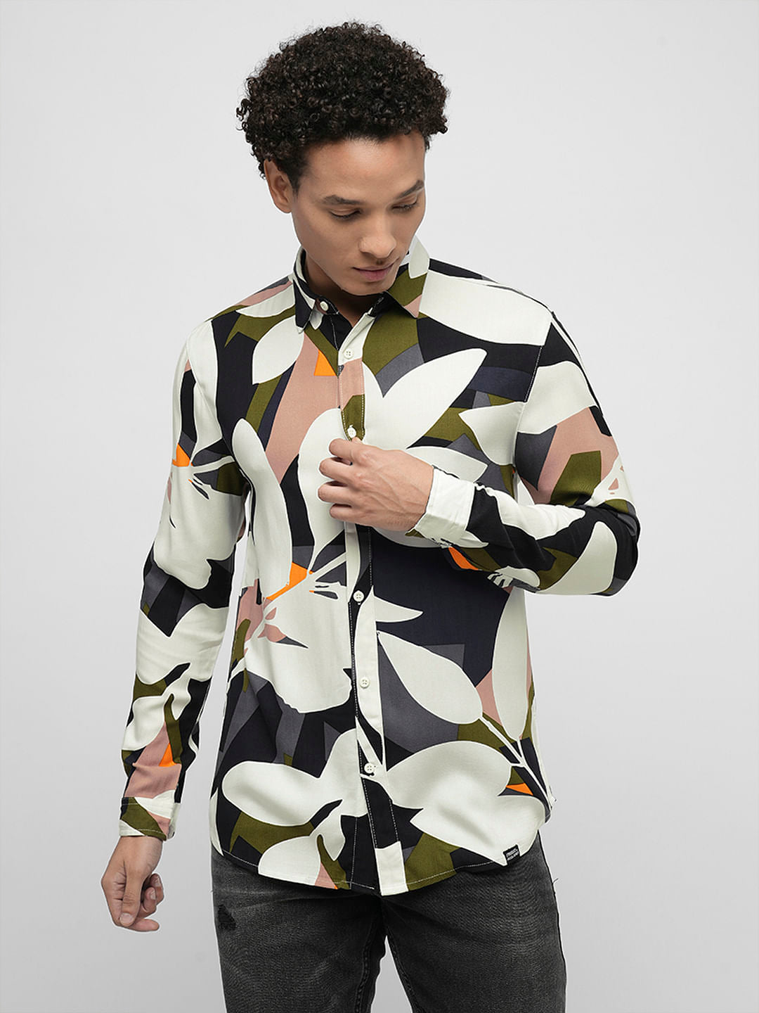 PRODUKT by JACK&JONES Green Printed Full Sleeves Shirt