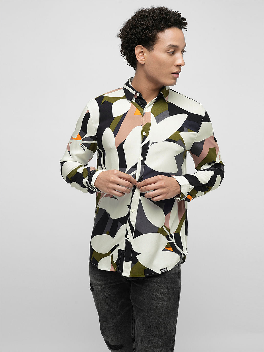 PRODUKT by JACK&JONES Green Printed Full Sleeves Shirt