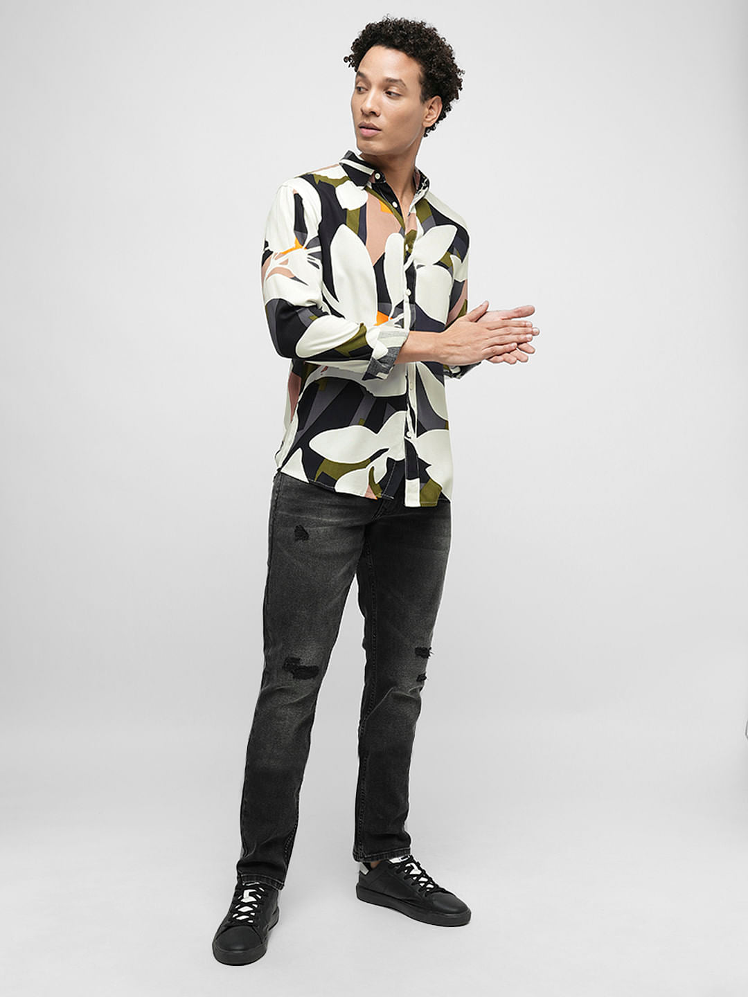 PRODUKT by JACK&JONES Green Printed Full Sleeves Shirt