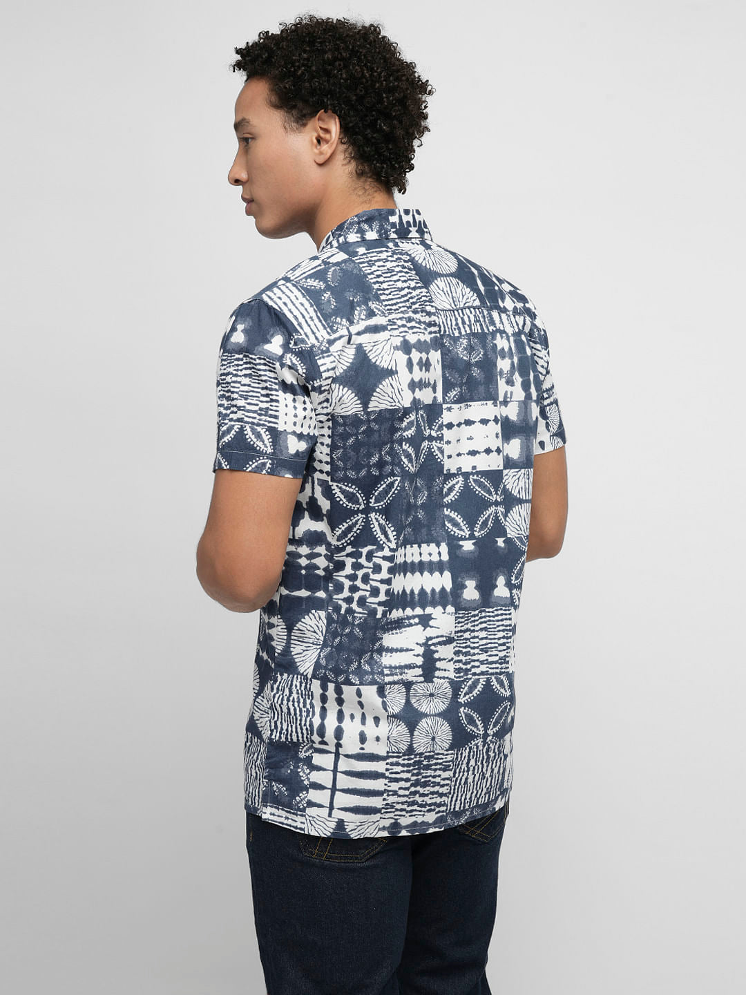 PRODUKT by JACK&JONES Blue Abstract Print Short Sleeves Shirt