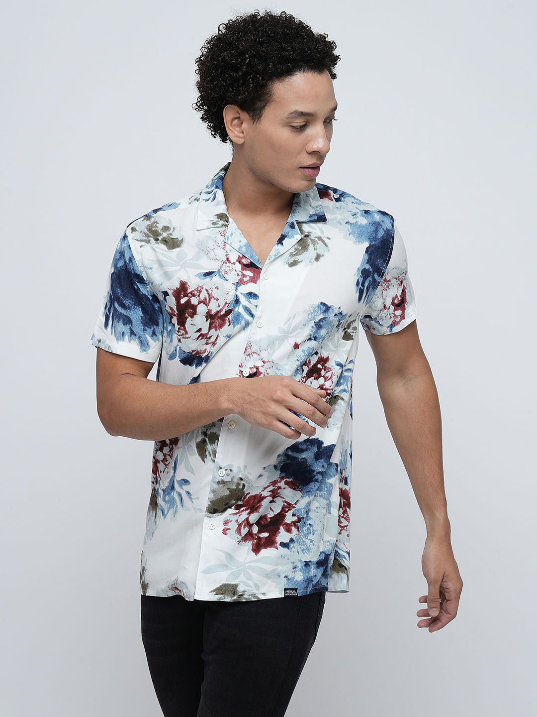 PRODUKT by JACK&JONES White Floral Short Sleeves Shirt
