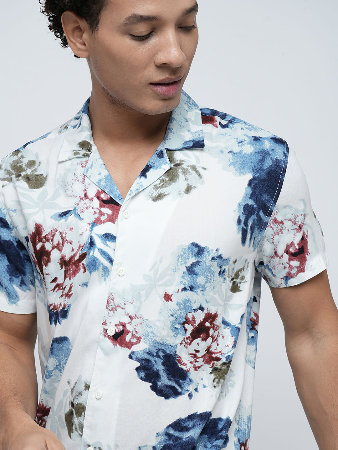 PRODUKT by JACK&JONES White Floral Short Sleeves Shirt