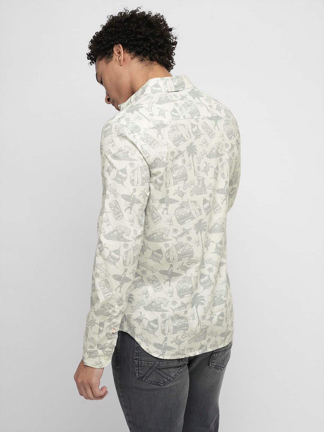 PRODUKT by JACK&JONES Off-White Printed Full Sleeves Shirt