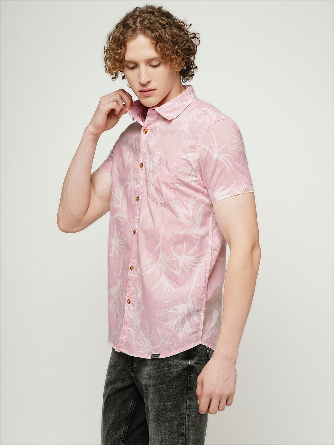 PRODUKT by JACK&JONES Pink Printed Short Sleeves Shirt