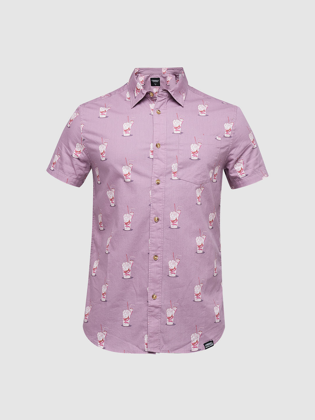 PRODUKT by JACK&JONES Purple Printed Short Sleeves Shirt
