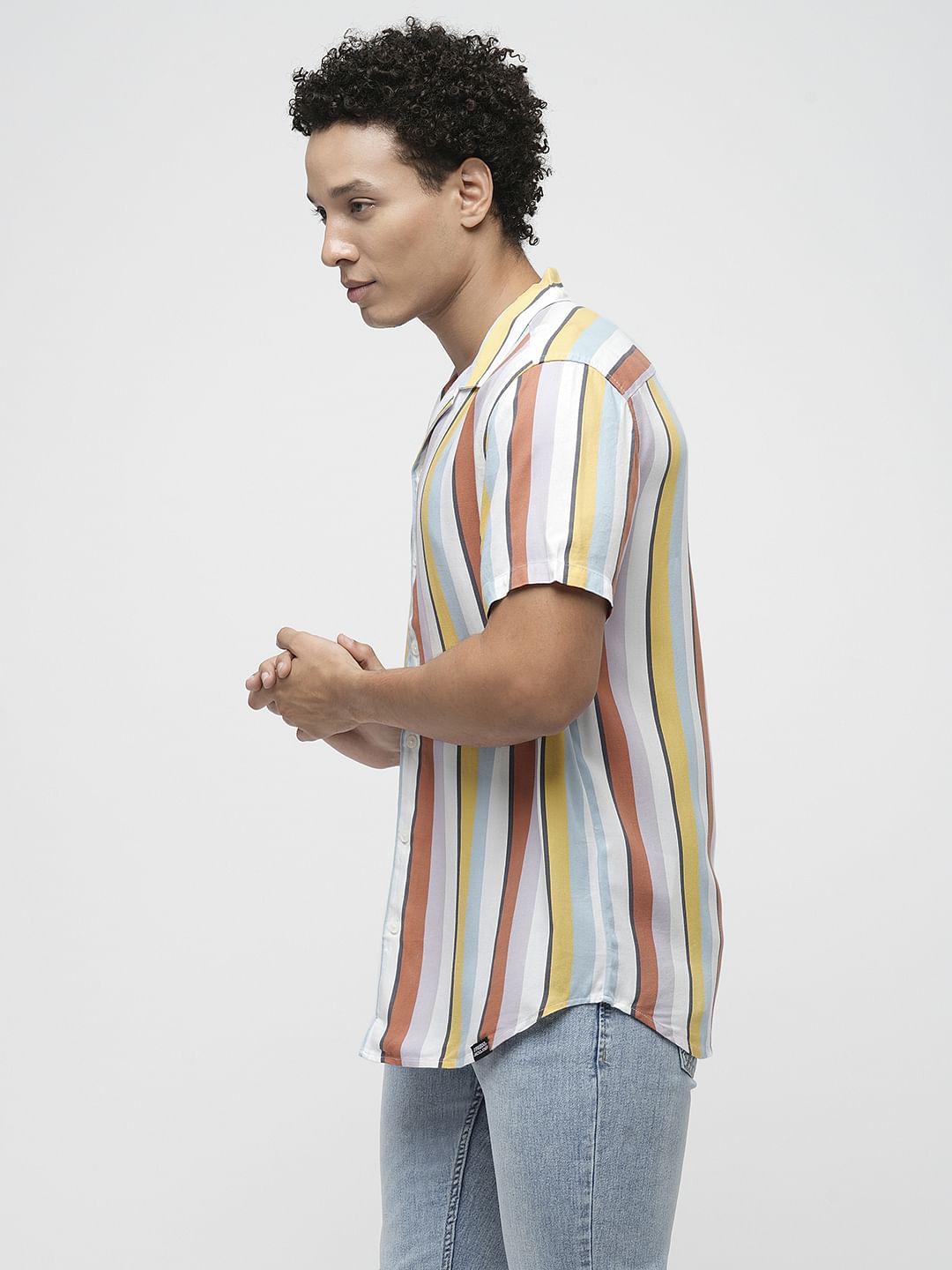 PRODUKT by JACK&JONES Yellow Striped Short Sleeves Shirt