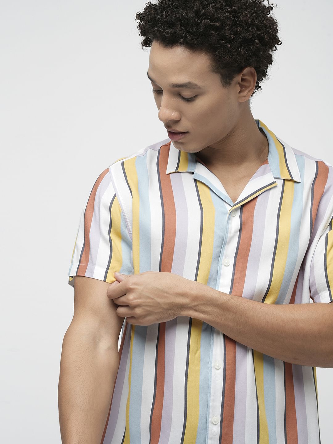 PRODUKT by JACK&JONES Yellow Striped Short Sleeves Shirt