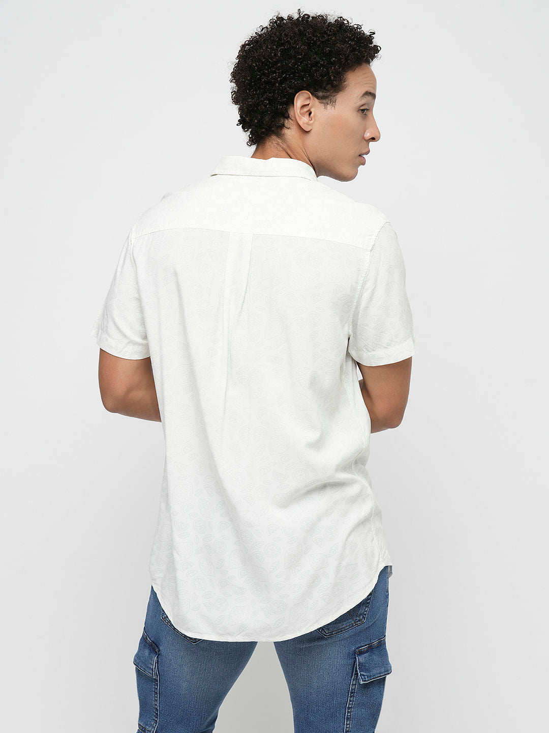 PRODUKT by JACK&JONES White Printed Short Sleeves Shirt