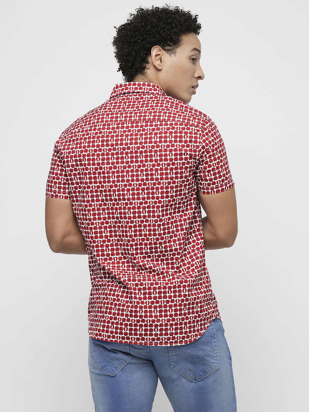 PRODUKT by JACK&JONES Red Printed Short Sleeves Shirt