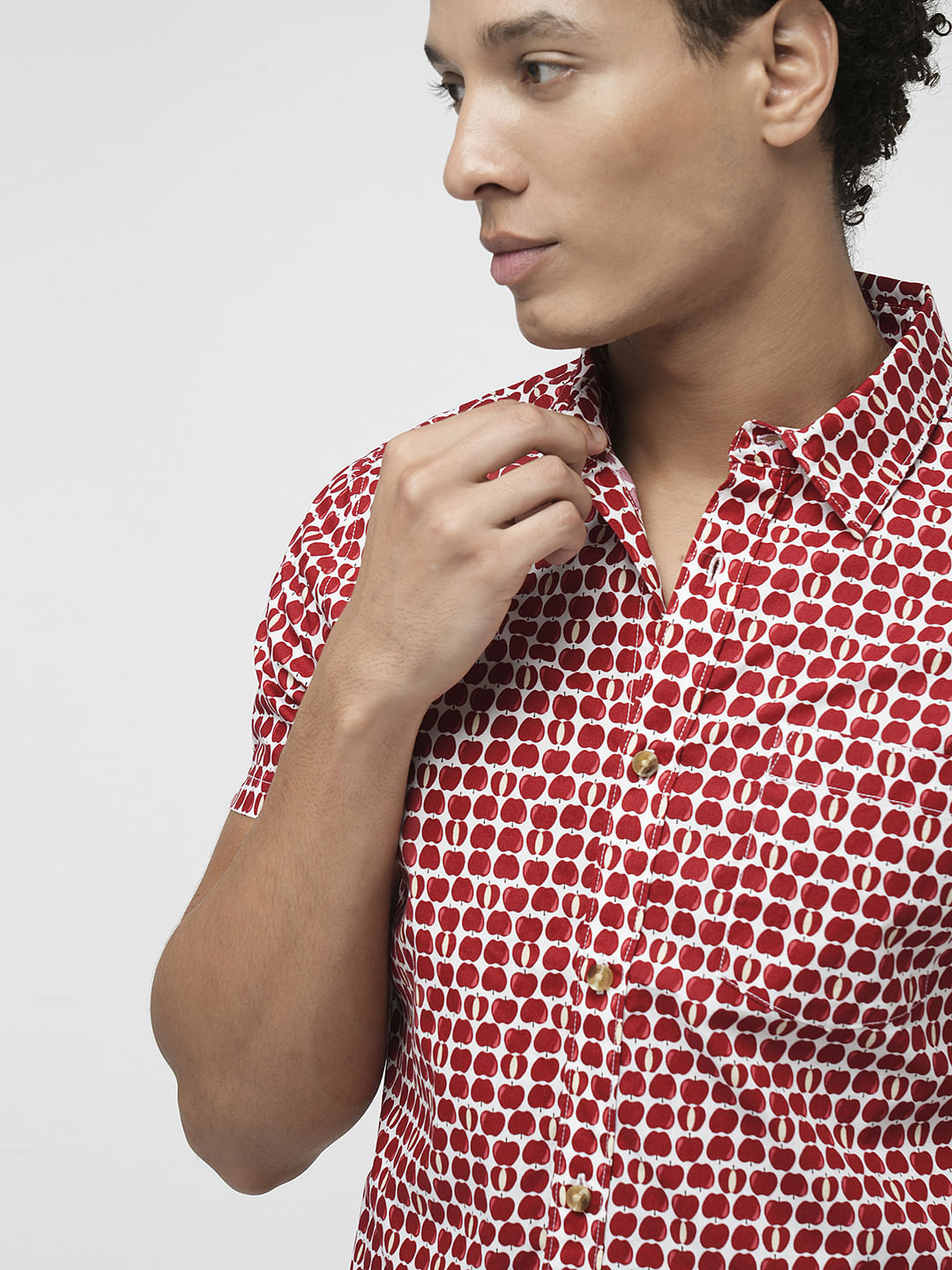PRODUKT by JACK&JONES Red Printed Short Sleeves Shirt