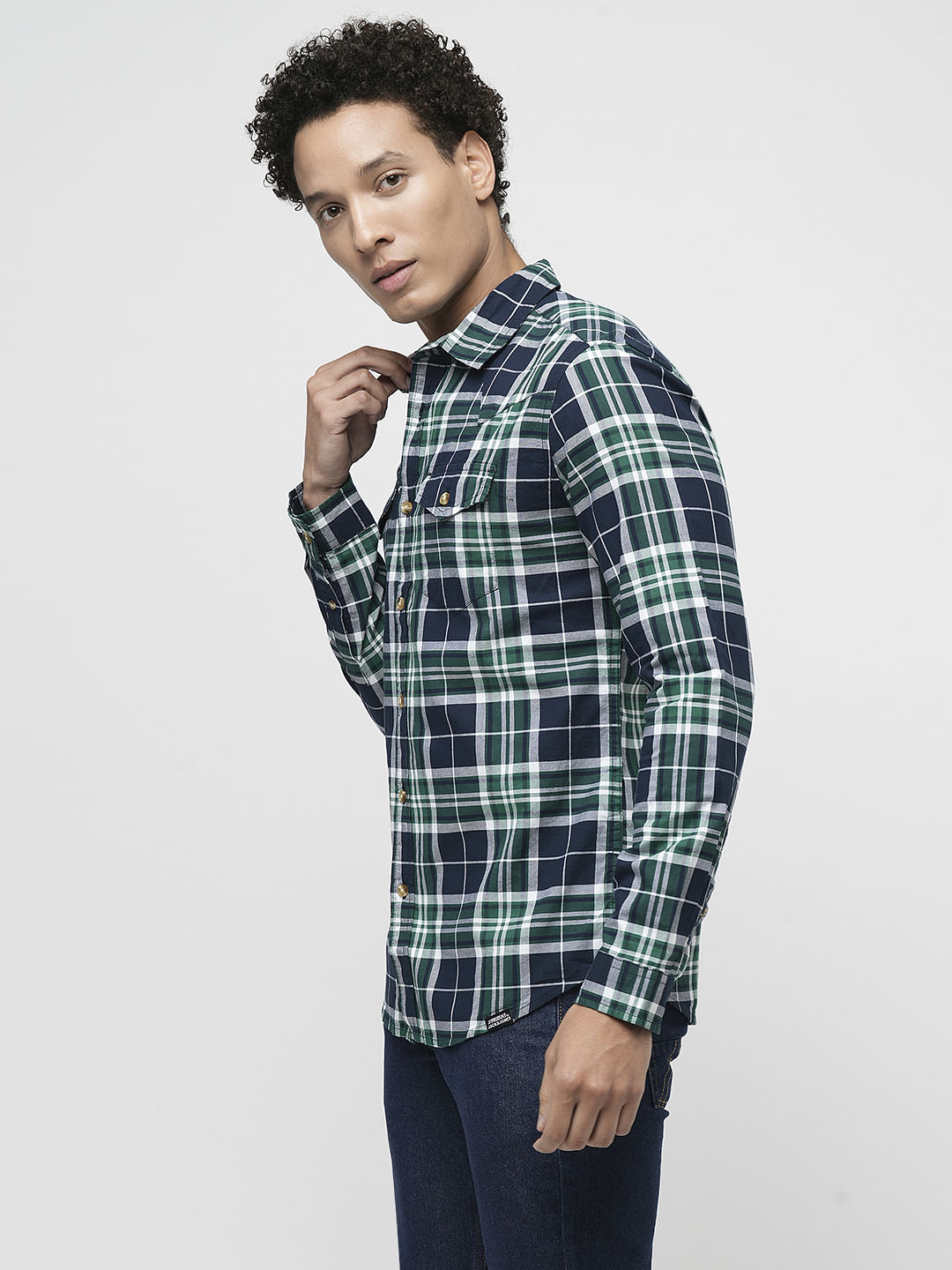 PRODUKT by JACK&JONES Dark Blue Check Full Sleeves Shirt