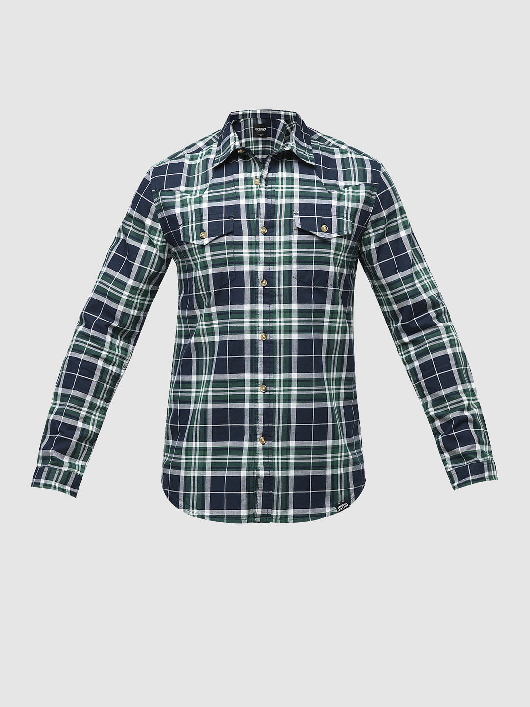 PRODUKT by JACK&JONES Dark Blue Check Full Sleeves Shirt