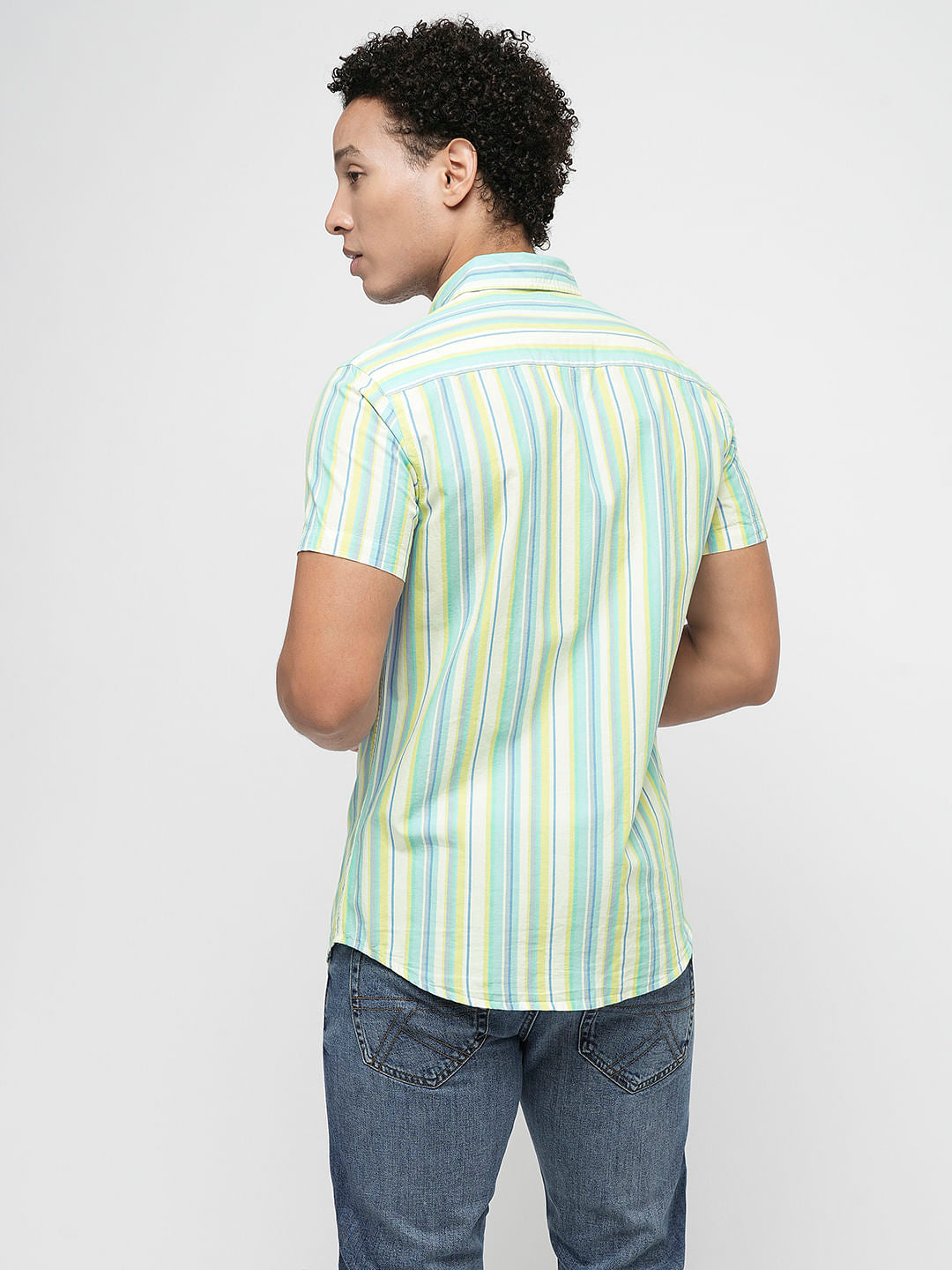 PRODUKT by JACK&JONES Green Striped Short Sleeves Shirt