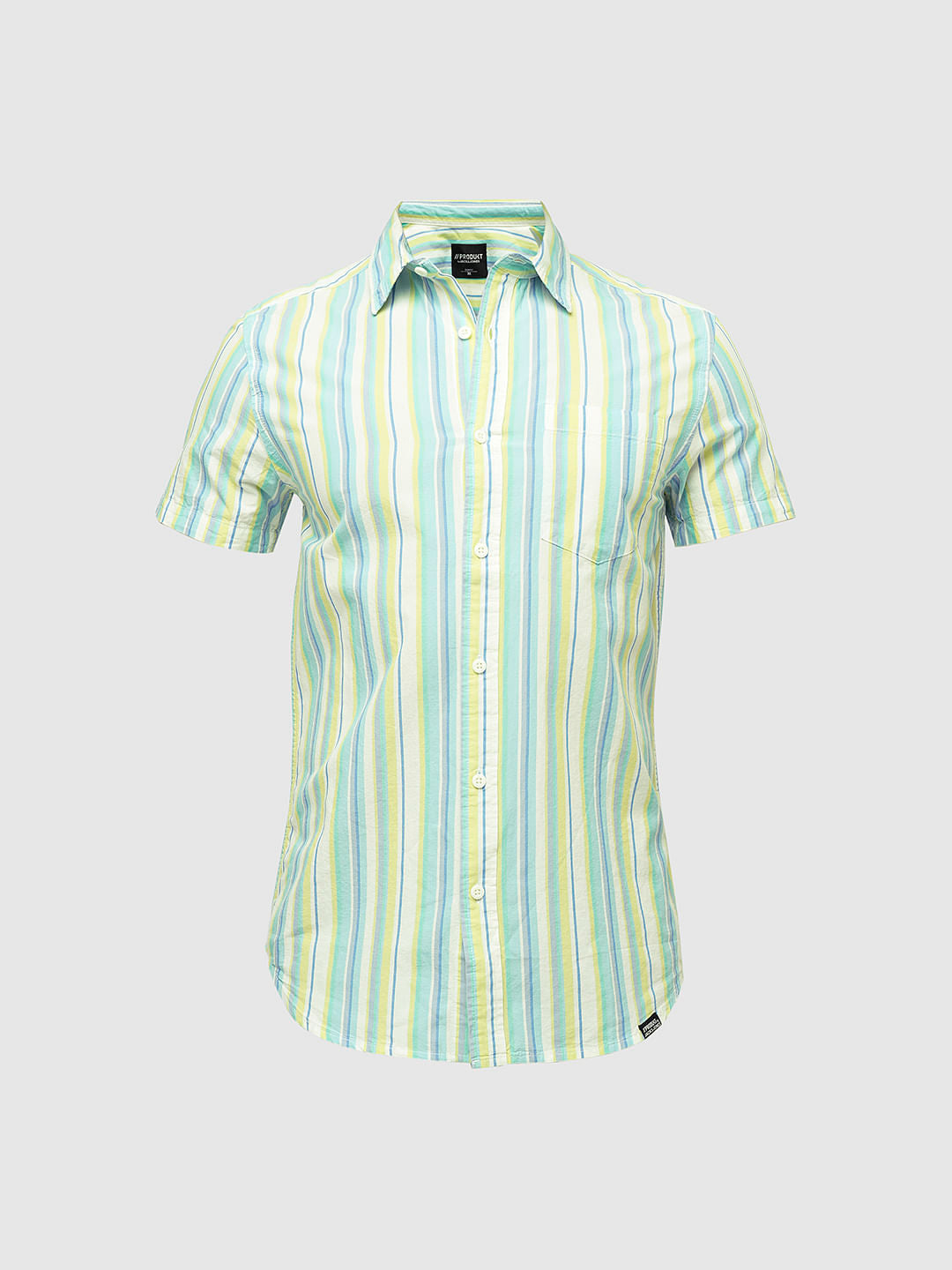 PRODUKT by JACK&JONES Green Striped Short Sleeves Shirt