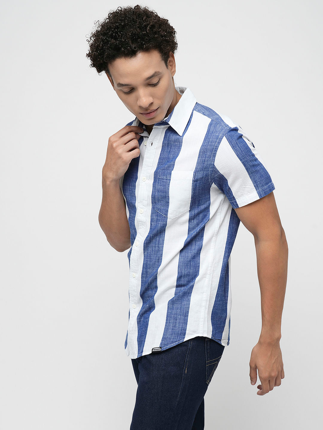 PRODUKT by JACK&JONES Blue Striped Short Sleeves Shirt