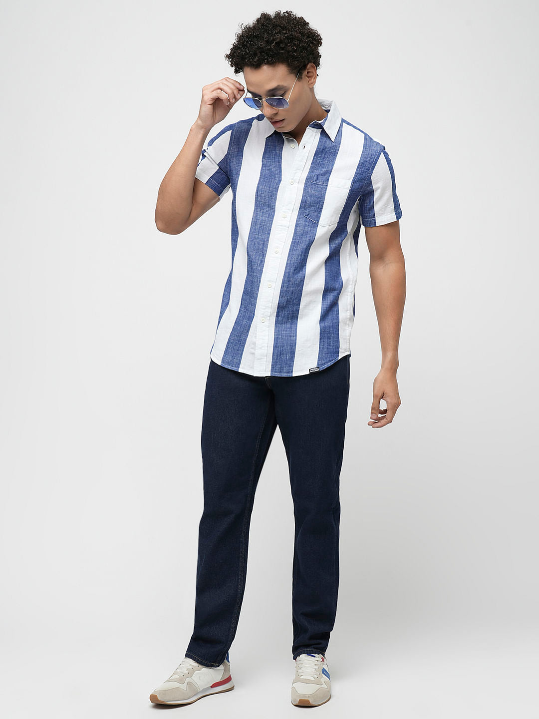 PRODUKT by JACK&JONES Blue Striped Short Sleeves Shirt