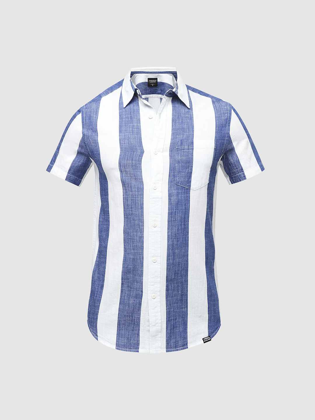 PRODUKT by JACK&JONES Blue Striped Short Sleeves Shirt