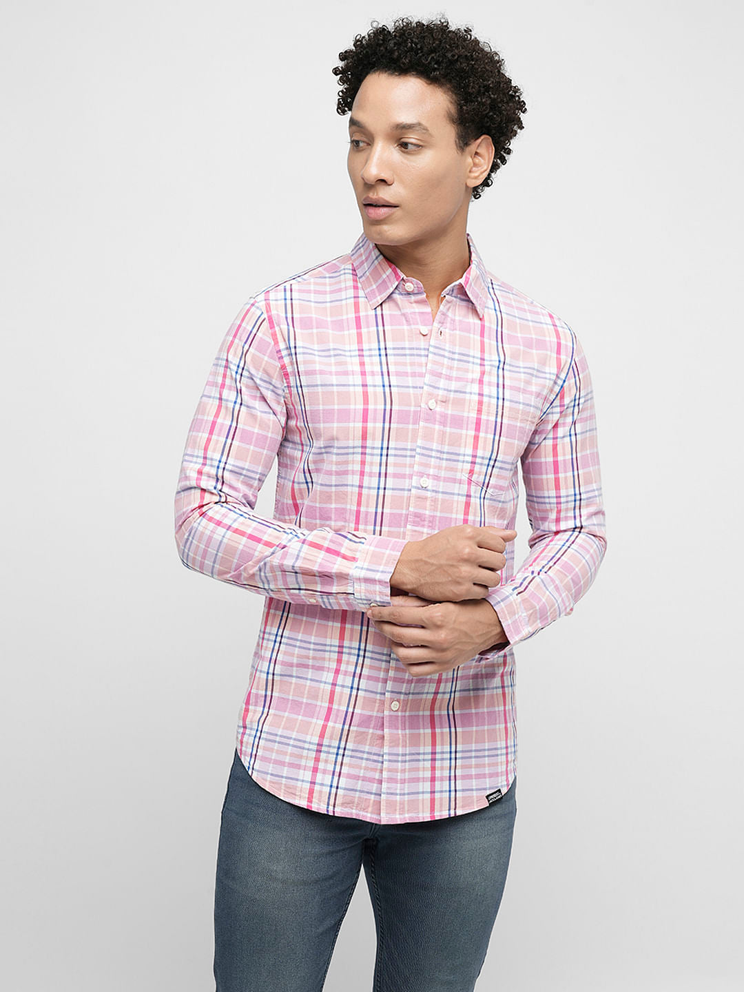 PRODUKT by JACK&JONES Pink Check Full Sleeves Shirt