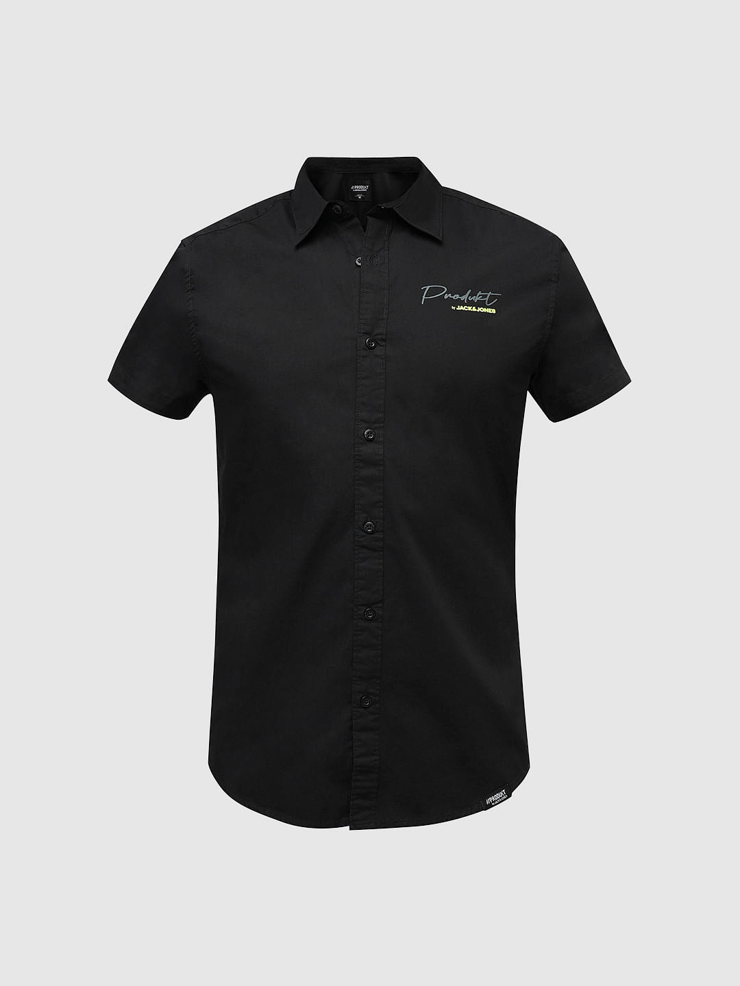 PRODUKT by JACK&JONES Black Printed Short Sleeves Shirt