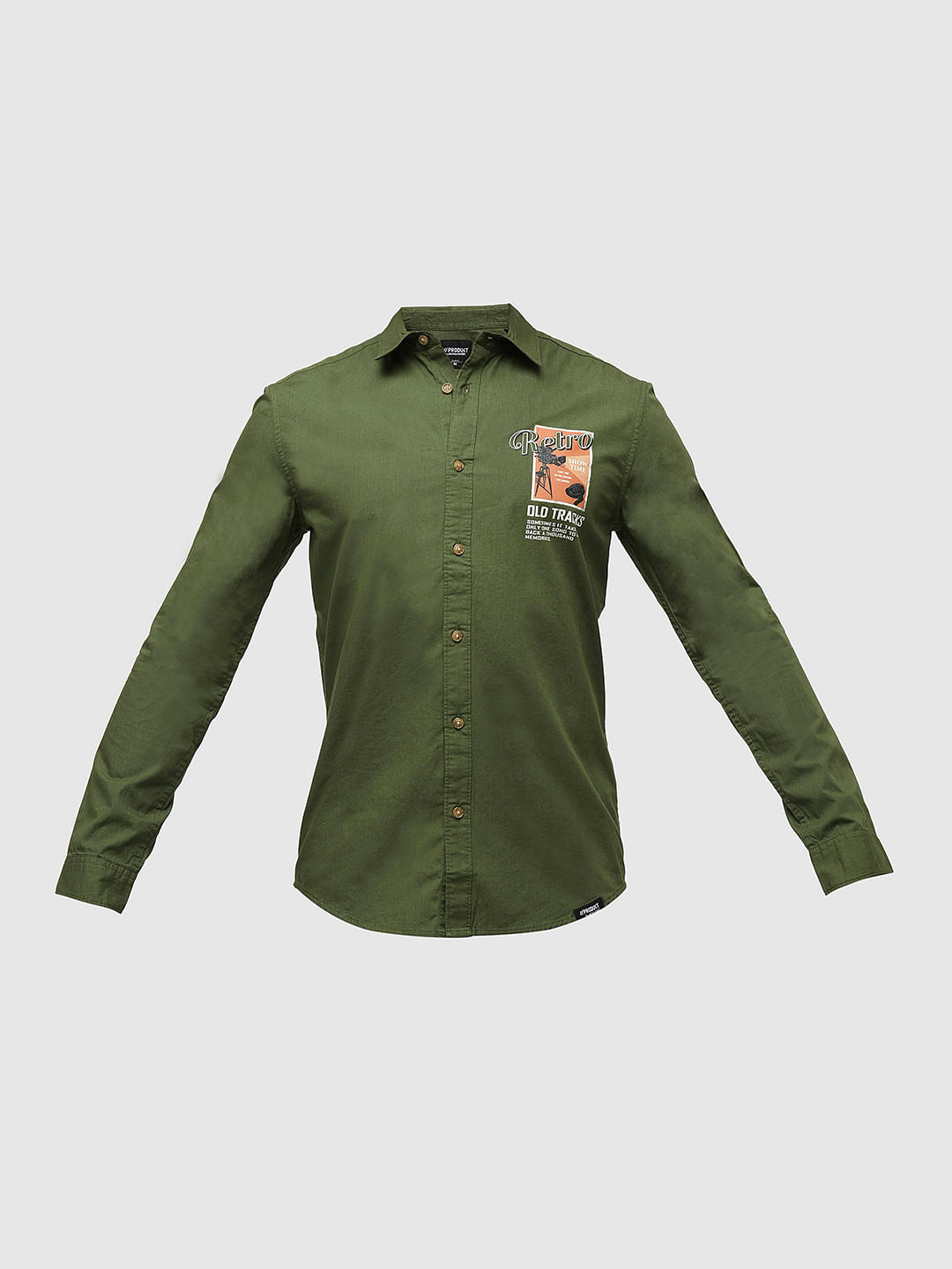 PRODUKT by JACK&JONES Green Printed Full Sleeves Shirt