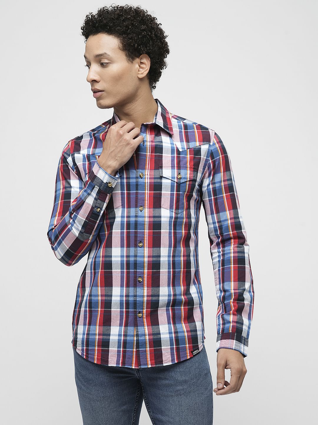 PRODUKT by JACK&JONES Red Check Full Sleeves Shirt
