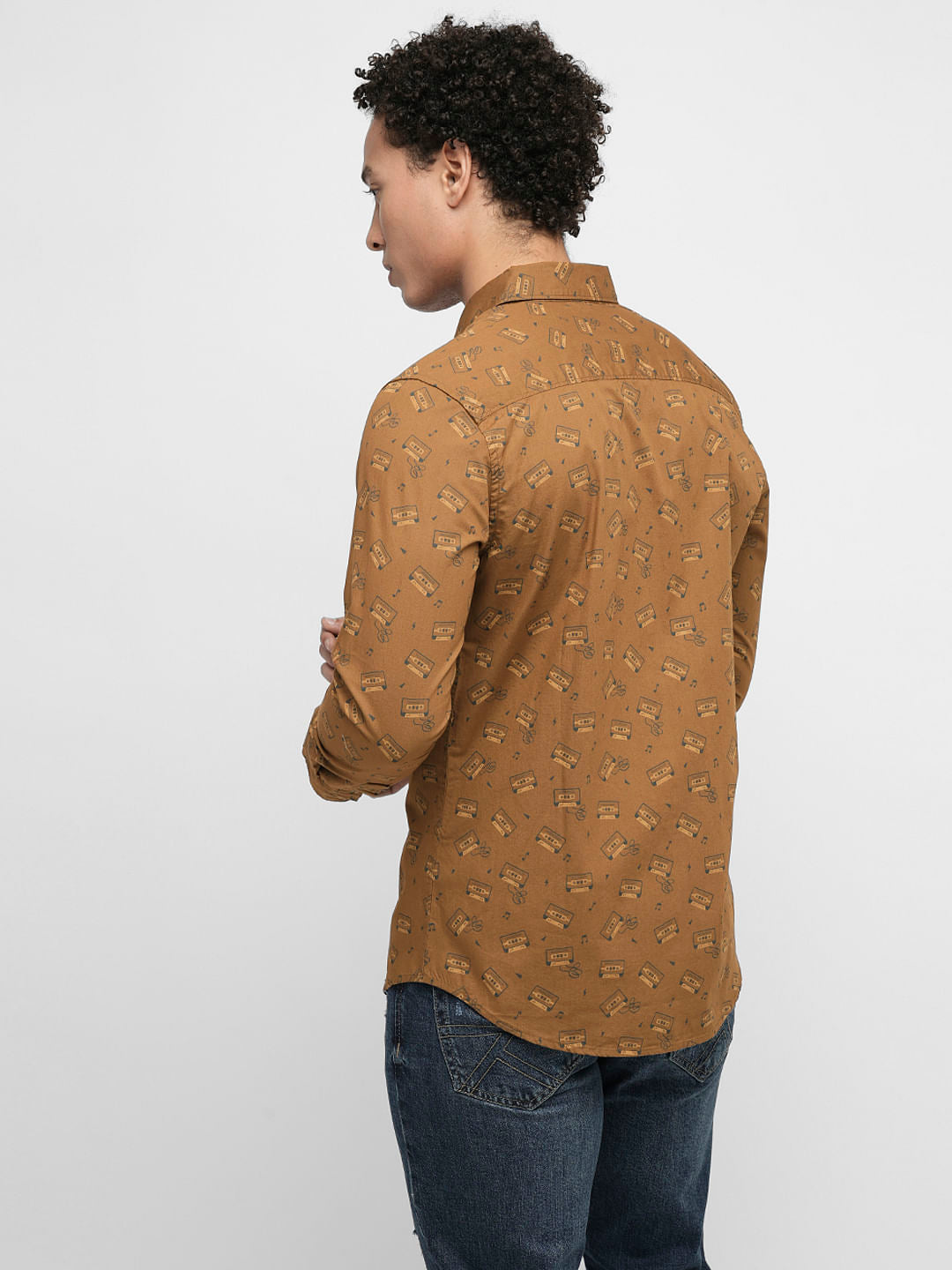 PRODUKT by JACK&JONES Brown Printed Full Sleeves Shirt