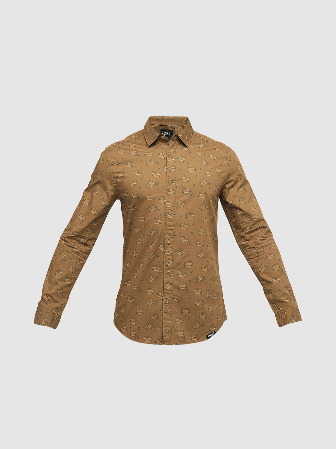 PRODUKT by JACK&JONES Brown Printed Full Sleeves Shirt