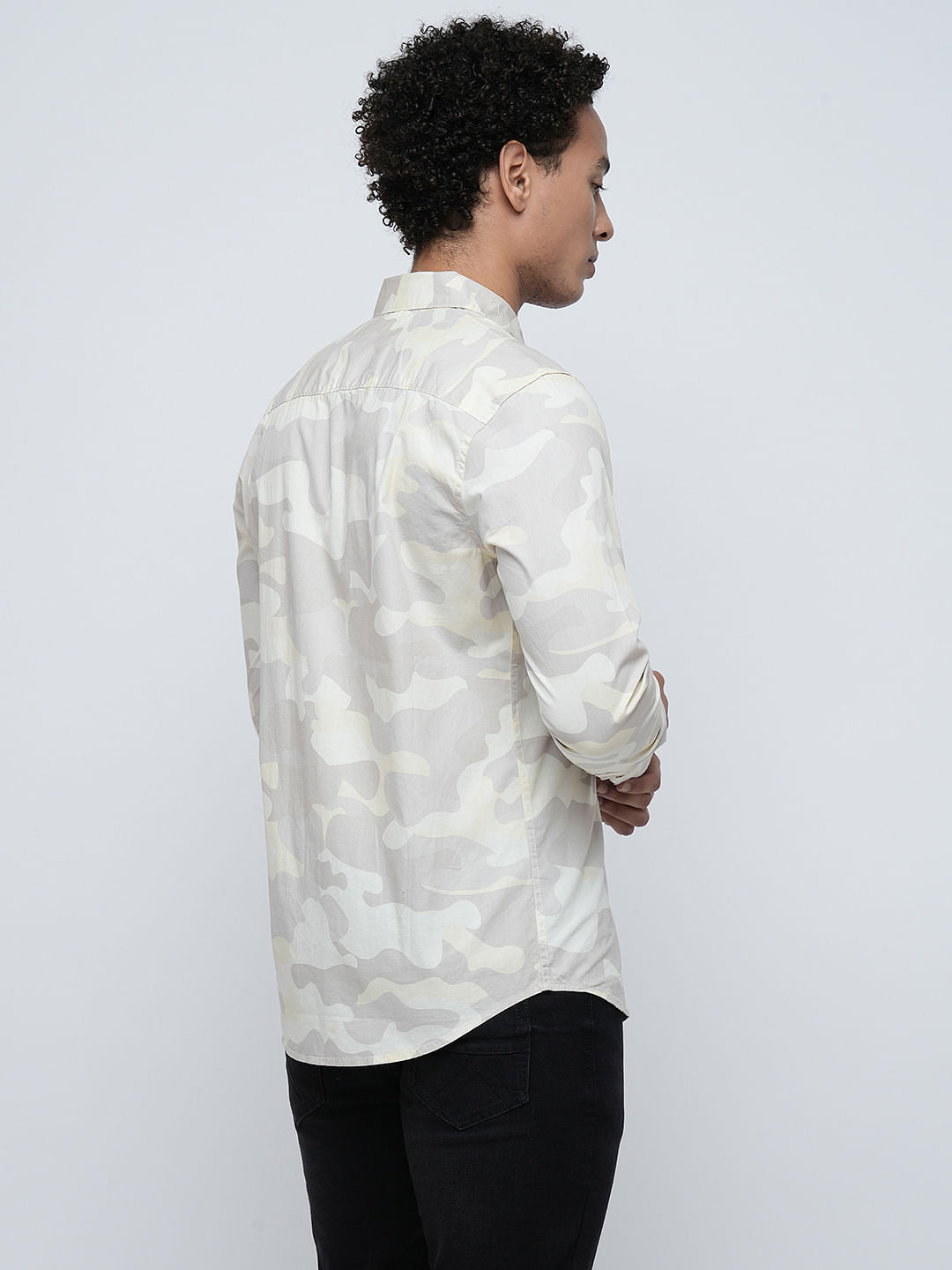 PRODUKT by JACK&JONES Beige Camo Print Cotton Shirt