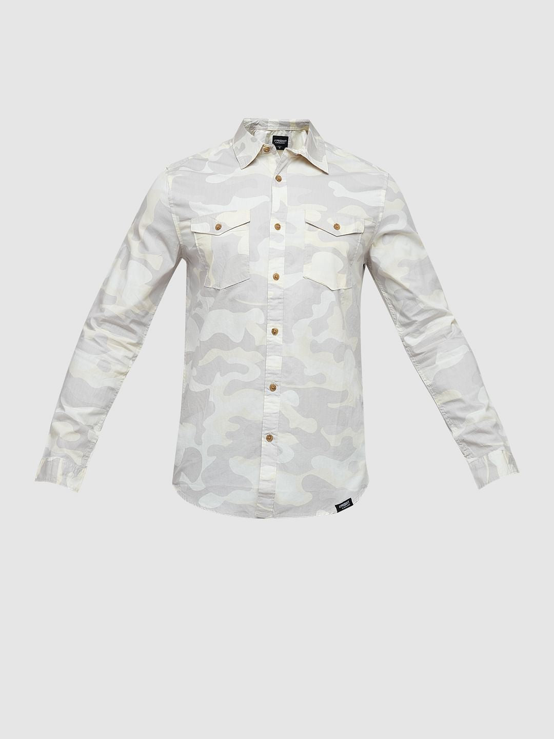 PRODUKT by JACK&JONES Beige Camo Print Cotton Shirt