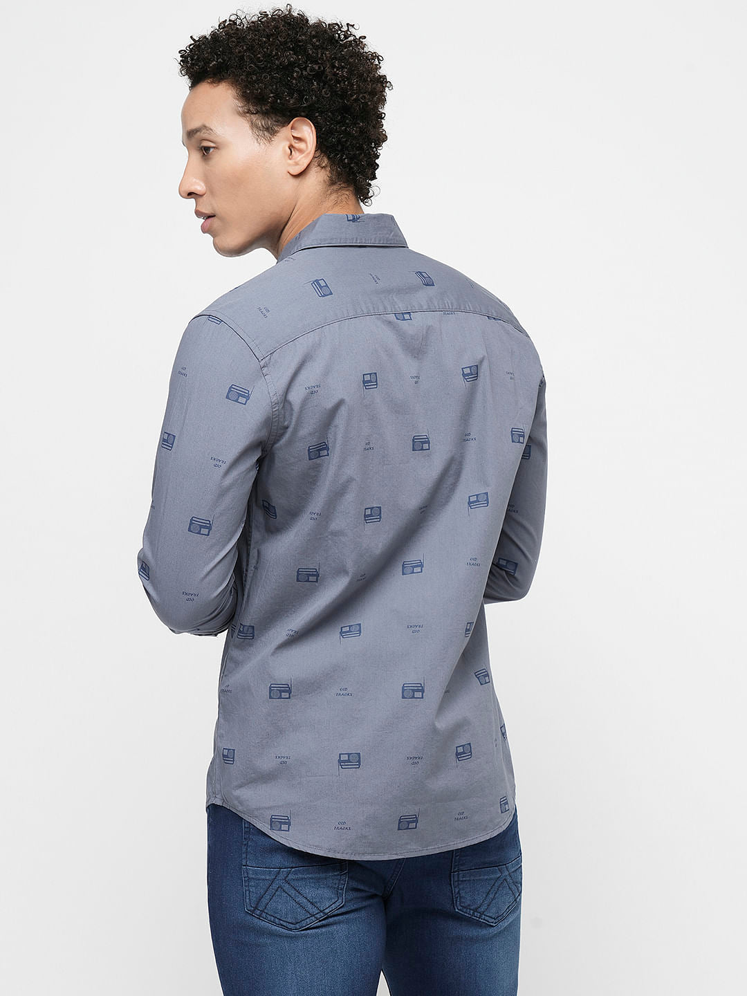 PRODUKT by JACK&JONES Blue Printed Full Sleeves Shirt