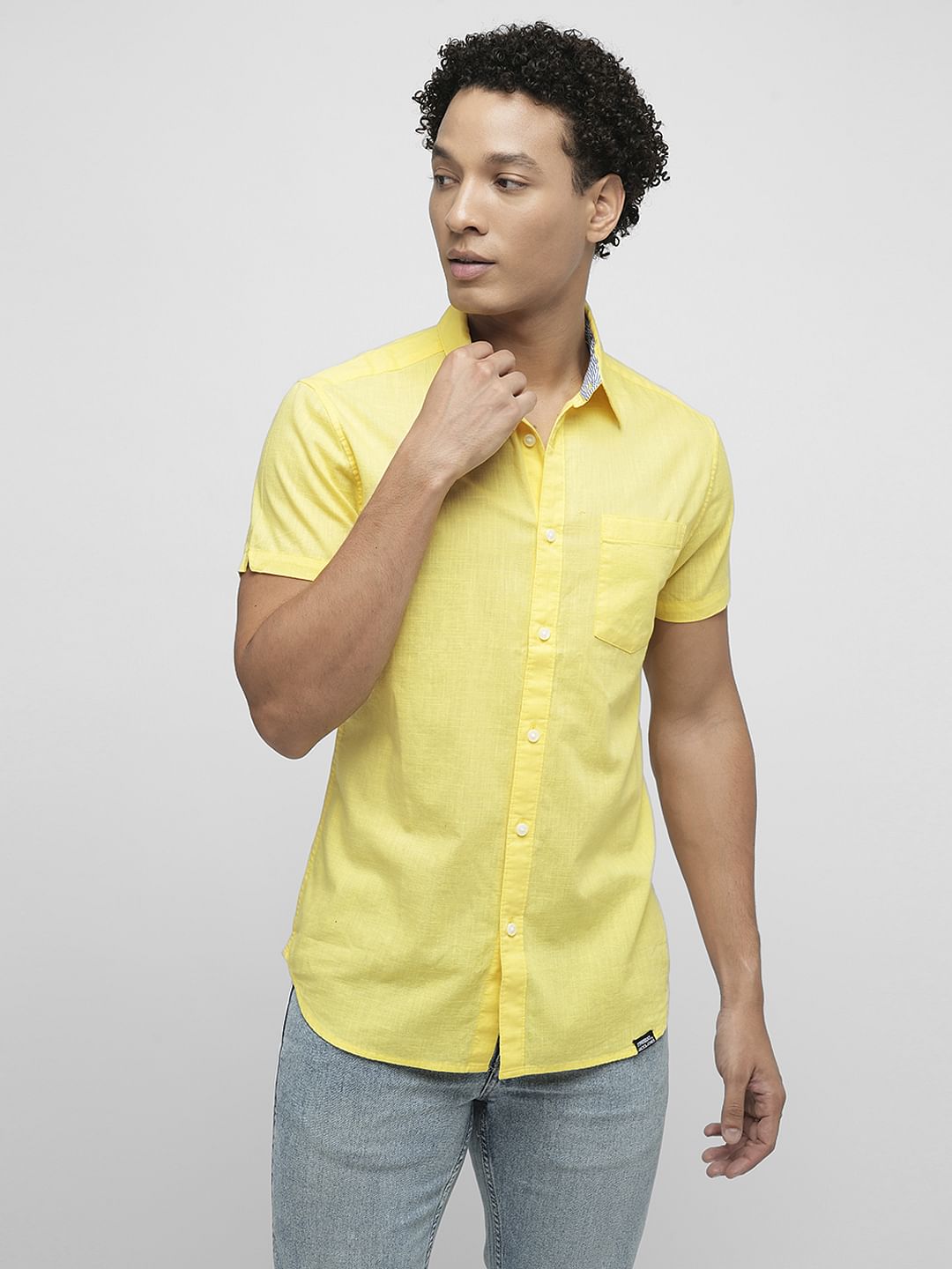 PRODUKT by JACK&JONES Yellow Cotton Short Sleeves Shirt