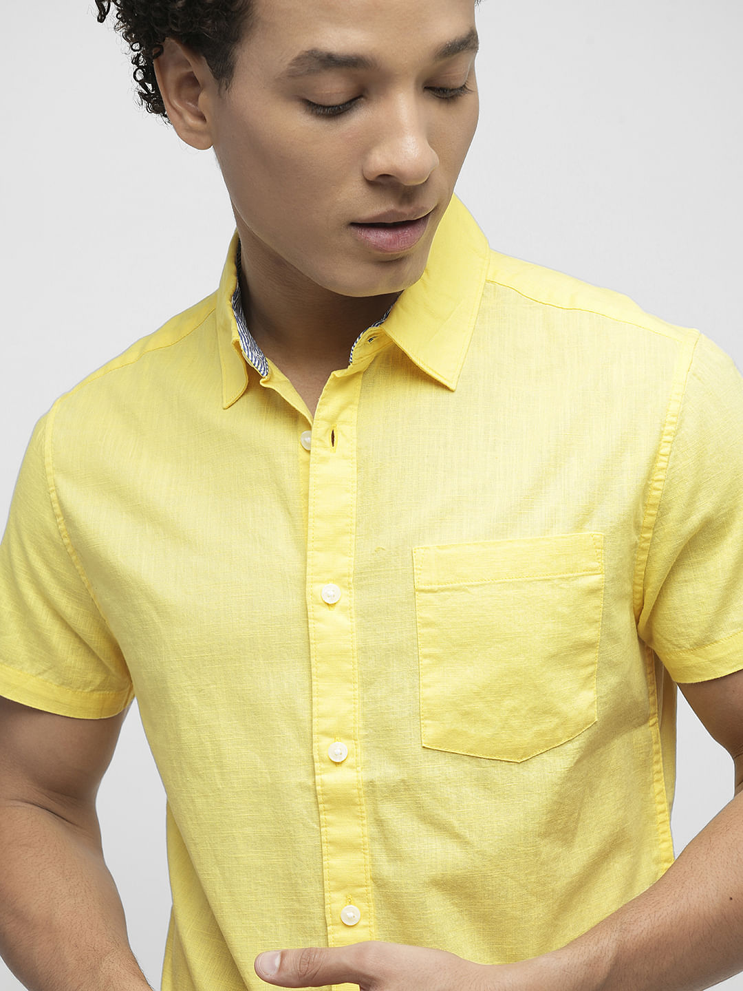 PRODUKT by JACK&JONES Yellow Cotton Short Sleeves Shirt