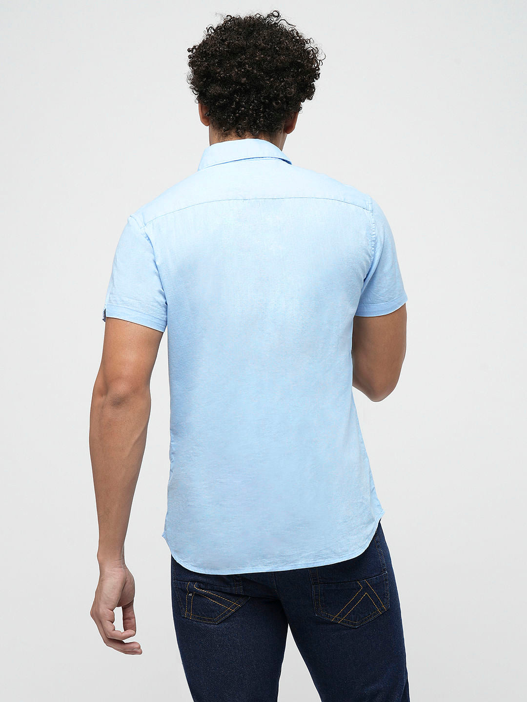 PRODUKT by JACK&JONES Light Blue Cotton Short Sleeves Shirt