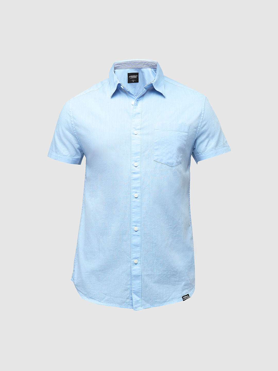 PRODUKT by JACK&JONES Light Blue Cotton Short Sleeves Shirt