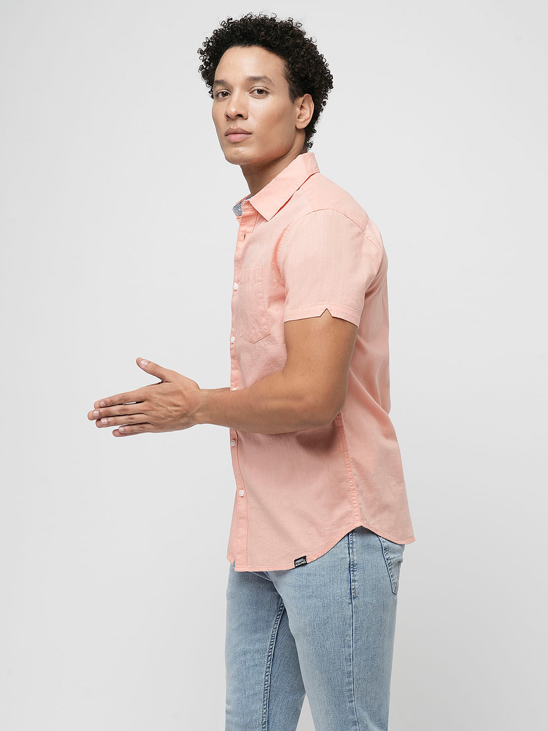 PRODUKT by JACK&JONES Peach Cotton Short Sleeves Shirt