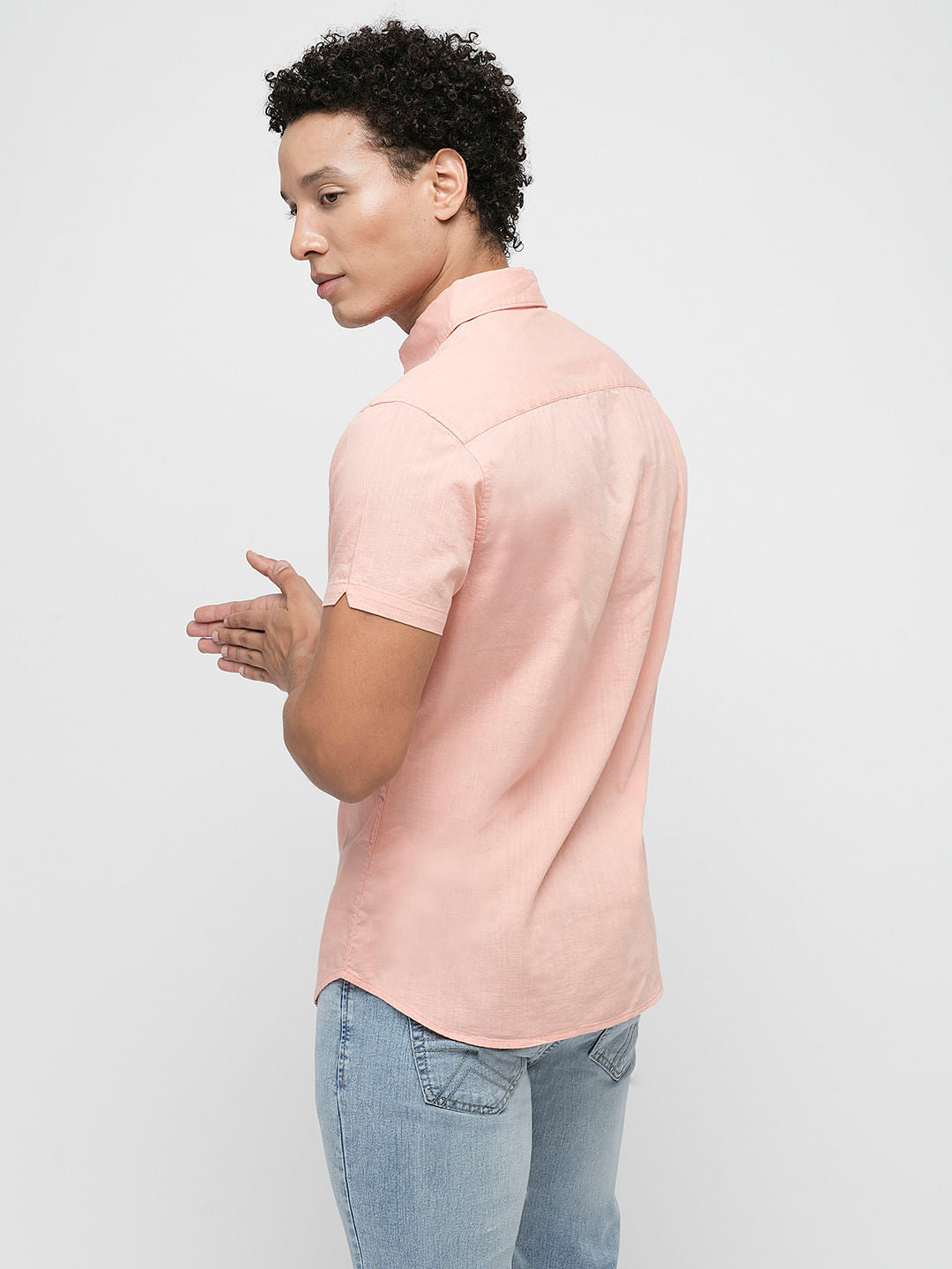 PRODUKT by JACK&JONES Peach Cotton Short Sleeves Shirt