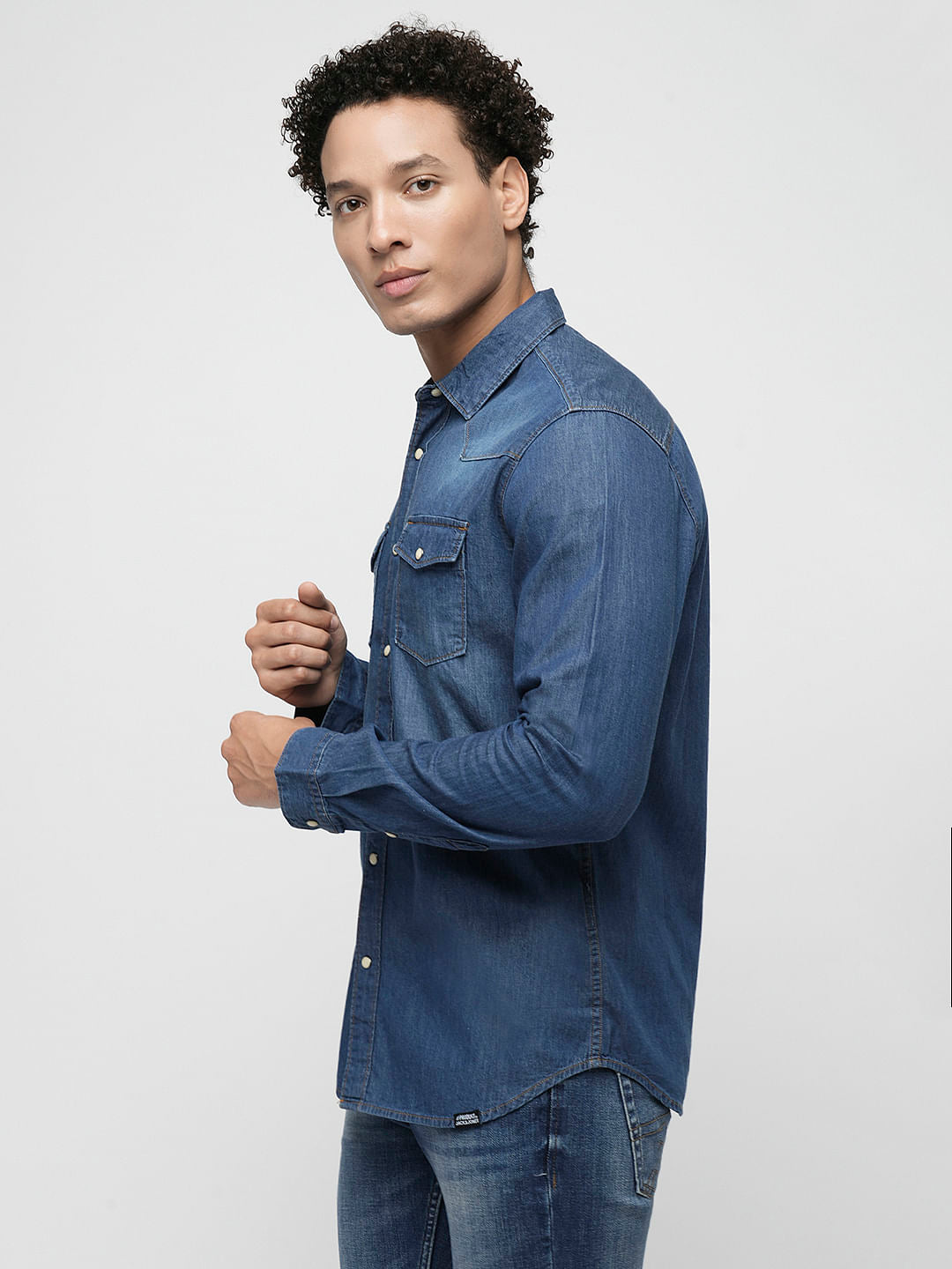PRODUKT by JACK&JONES Dark Blue Full Sleeves Denim Shirt