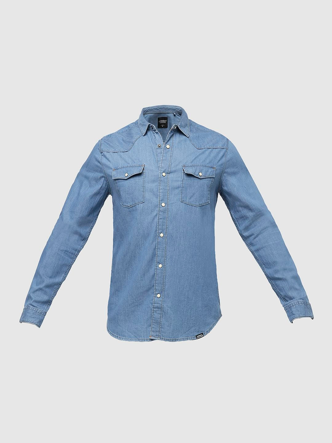 PRODUKT by JACK&JONES Light Blue Full Sleeves Denim Shirt