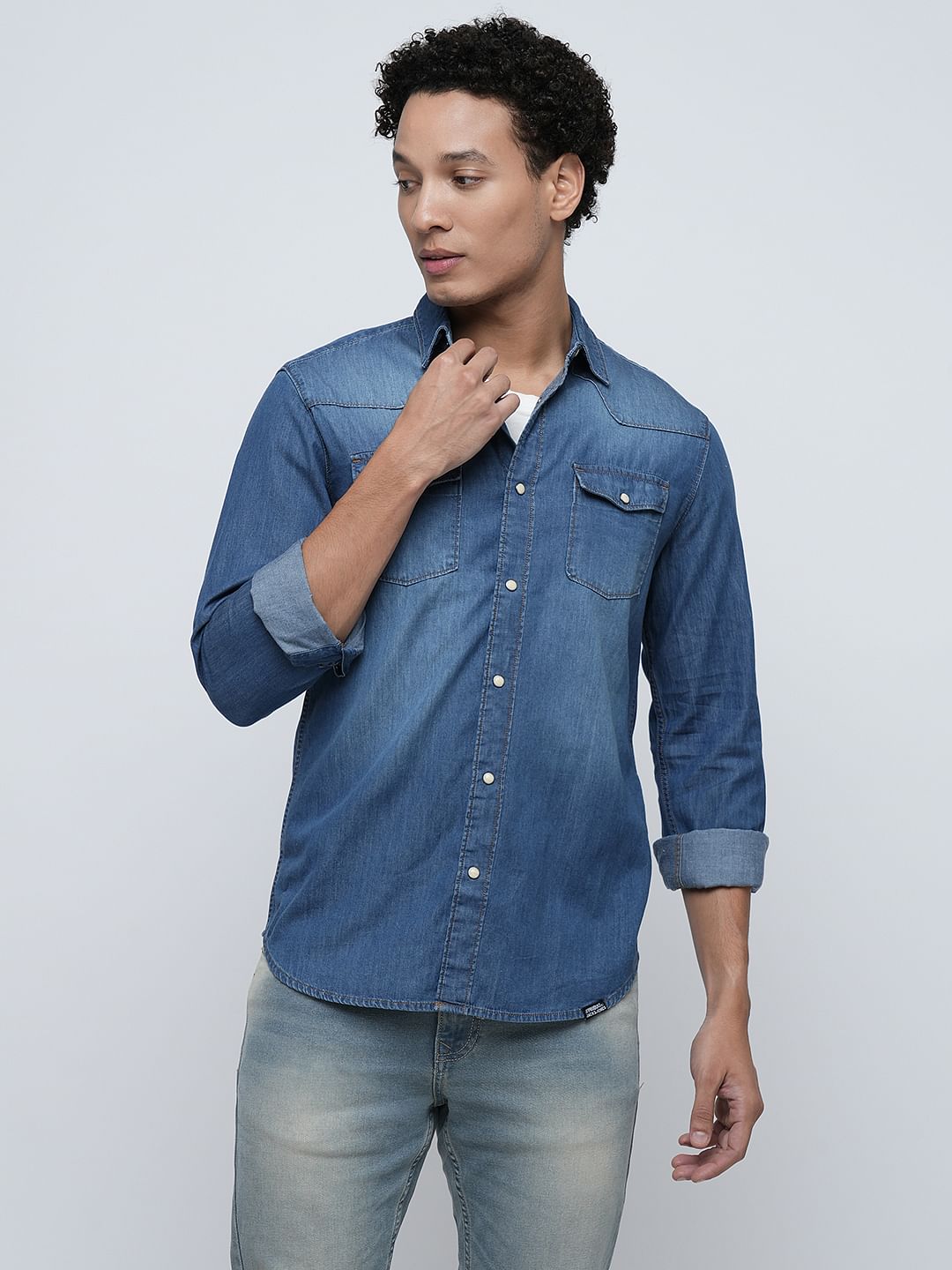 PRODUKT by JACK&JONES Blue Denim Full Sleeves Shirt