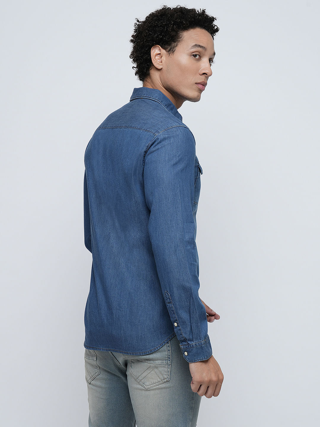 PRODUKT by JACK&JONES Blue Denim Full Sleeves Shirt