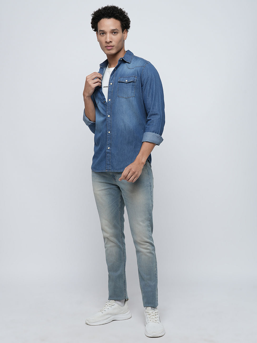 PRODUKT by JACK&JONES Blue Denim Full Sleeves Shirt