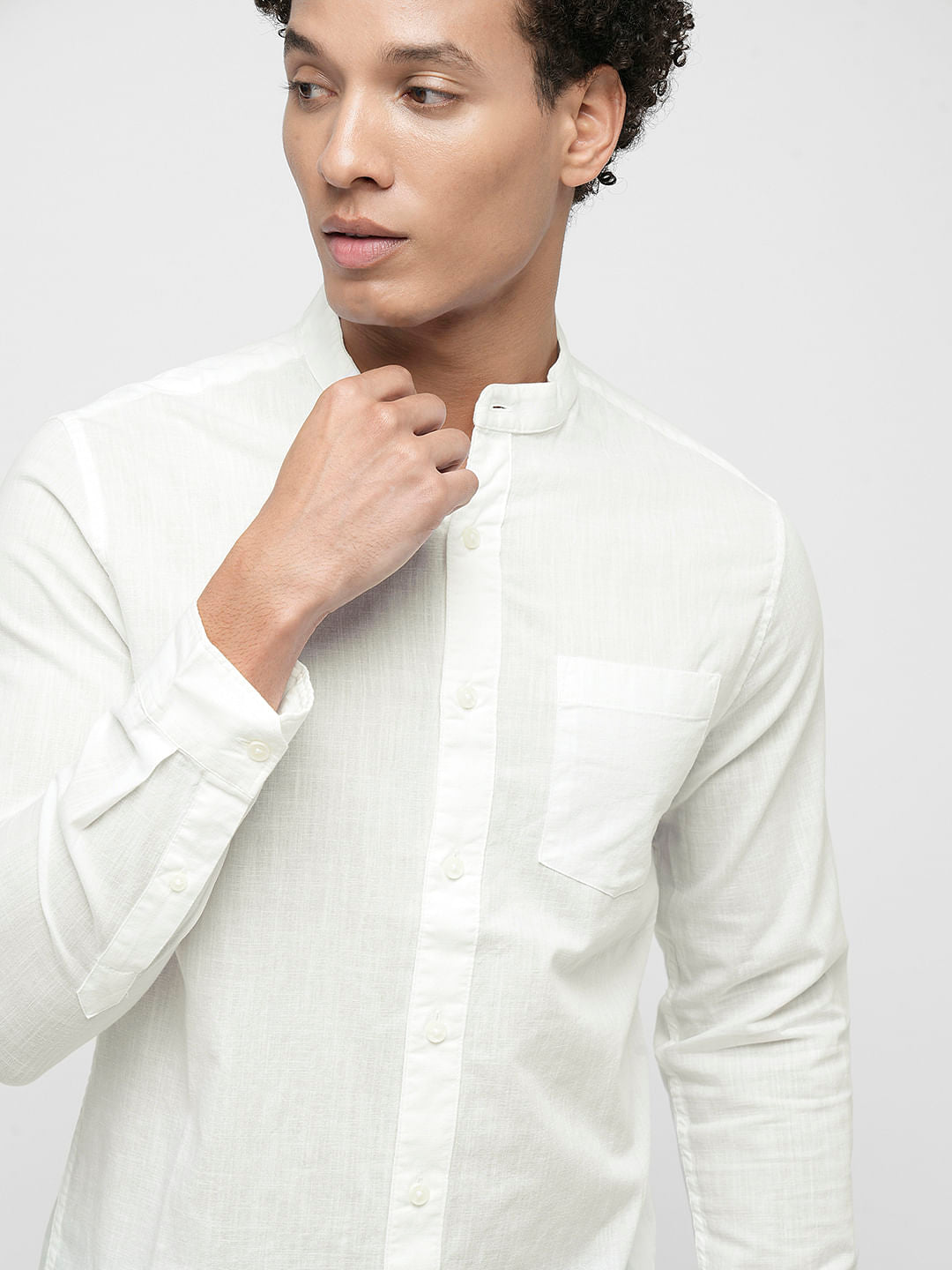 PRODUKT by JACK&JONES White Cotton Full Sleeves Shirt