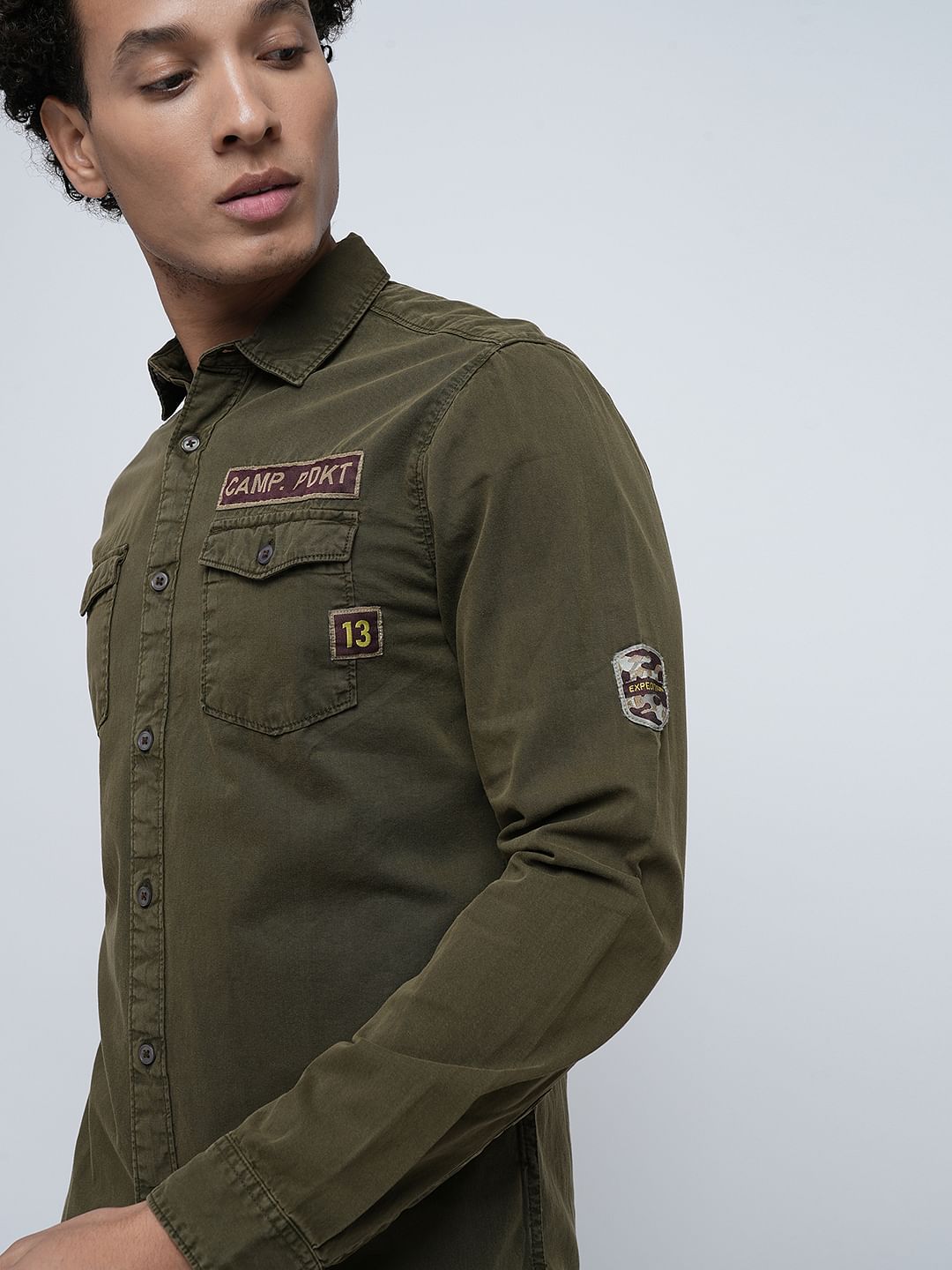 PRODUKT by JACK&JONES Green Printed Full Sleeves Shirt