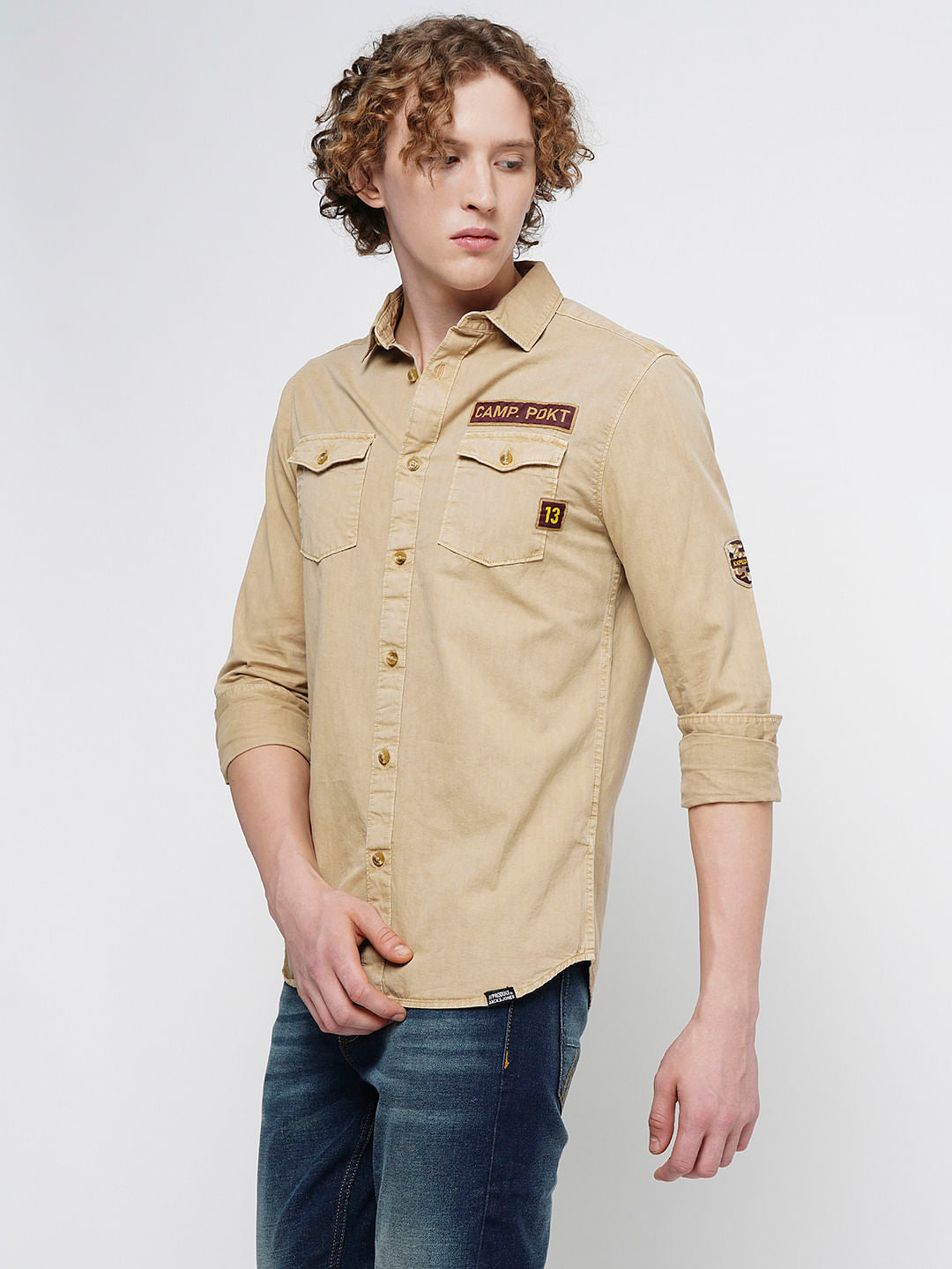 PRODUKT by JACK&JONES Brown Printed Full Sleeves Shirt