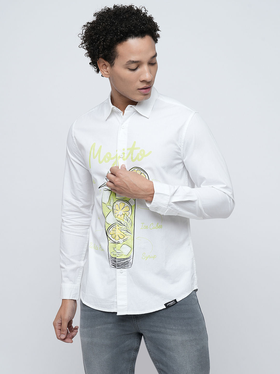 PRODUKT by JACK&JONES White Printed Full Sleeves Shirt
