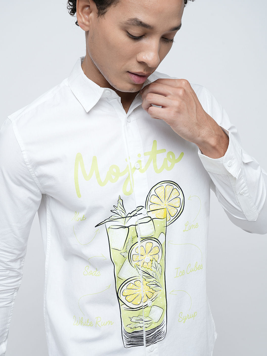 PRODUKT by JACK&JONES White Printed Full Sleeves Shirt
