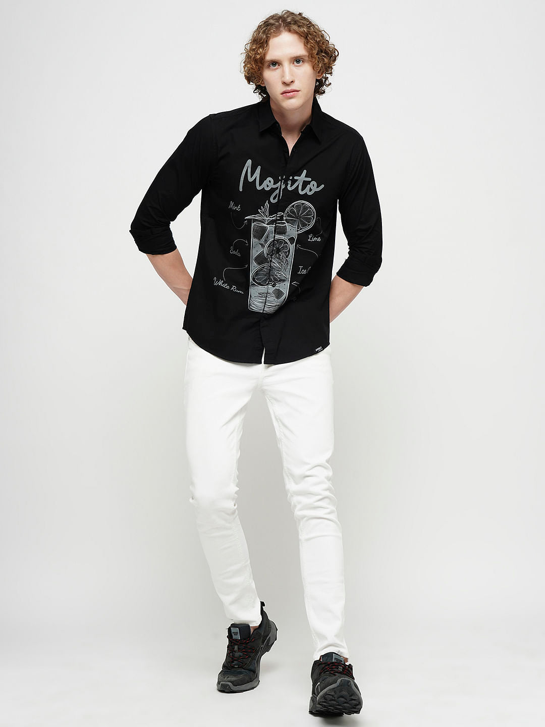 PRODUKT by JACK&JONES Black Printed Full Sleeves Shirt